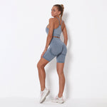 'Jade' Shorts & Sports Bra Matching Set - Slate Grey / XS | LIMITLESS FIT WEAR