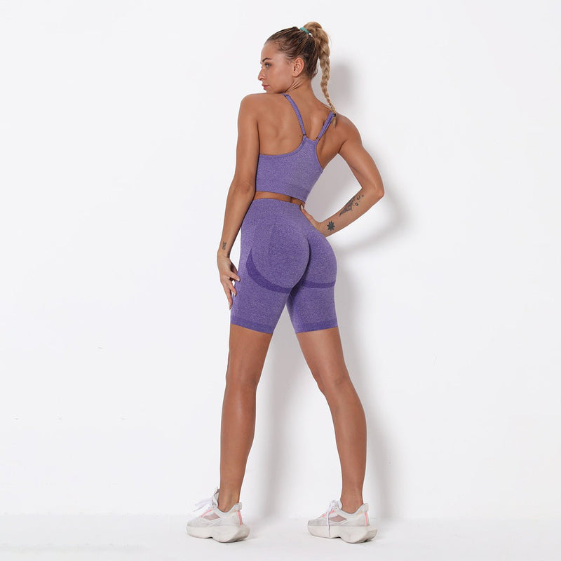 'Jade' Shorts & Sports Bra Matching Set - Purple / XS | LIMITLESS FIT WEAR