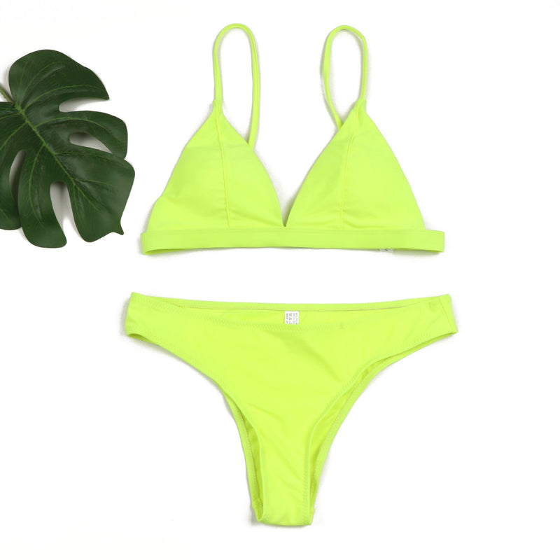 2 PC Solid Swimsuit - Small / Fluorescent Yellow | LIMITLESS FIT WEAR