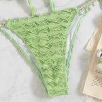 2 Piece Green Color Simple Bikini - | LIMITLESS FIT WEAR