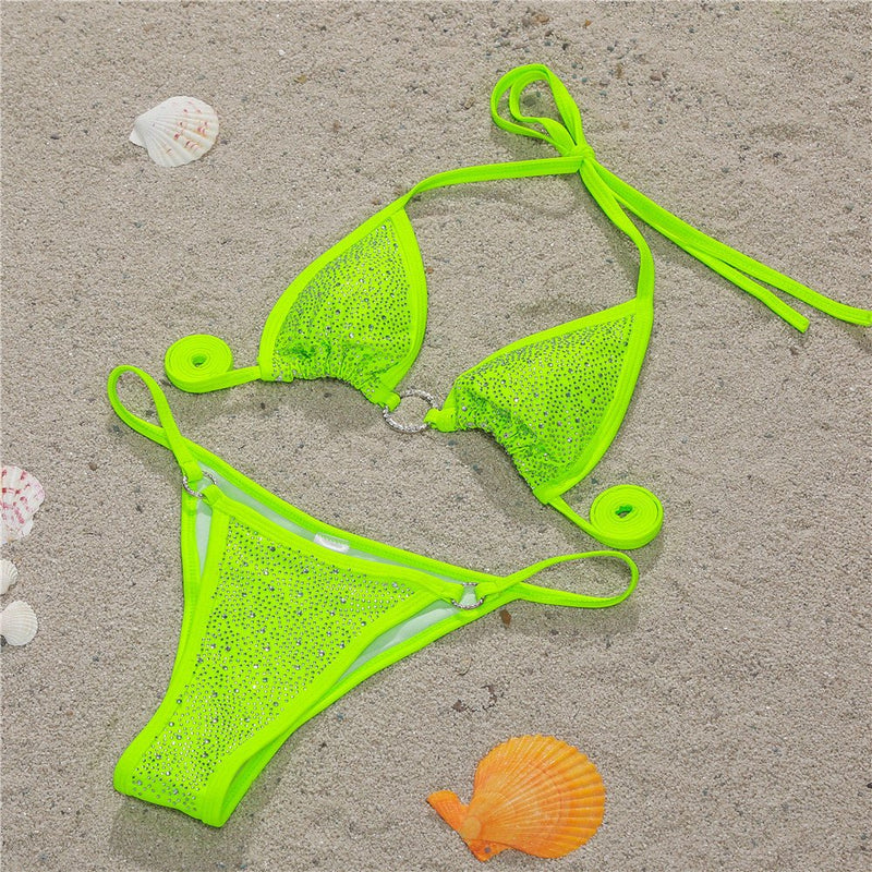 2 Piece Sexy Triangle Bikini Set - Small / Fluorescent Green | LIMITLESS FIT WEAR