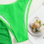 3 PC Green Textured Ribbed Swimsuit - | LIMITLESS FIT WEAR