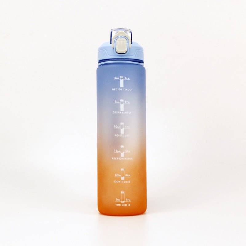32oz Water Bottle w/ Time Marker. - Blue Fade | LIMITLESS FIT WEAR