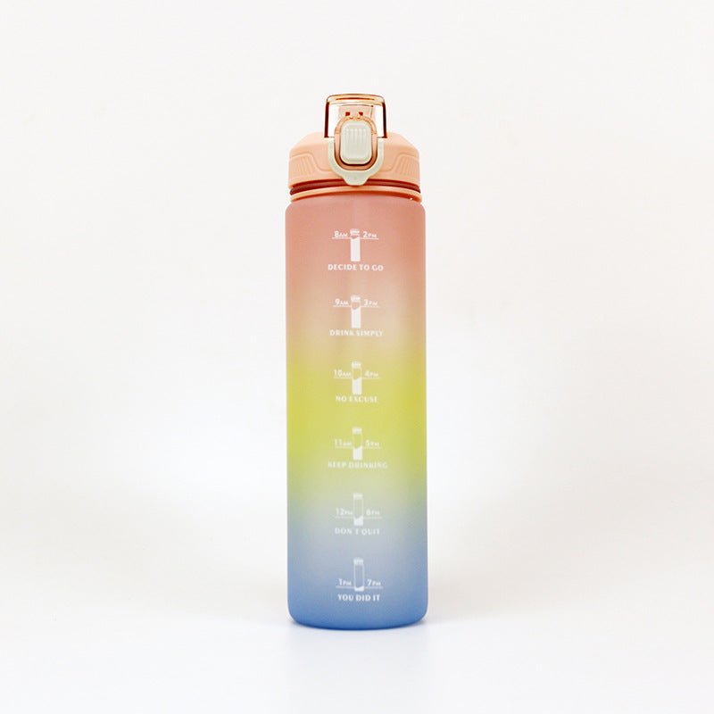 32oz Water Bottle w/ Time Marker. - Orange Fade | LIMITLESS FIT WEAR