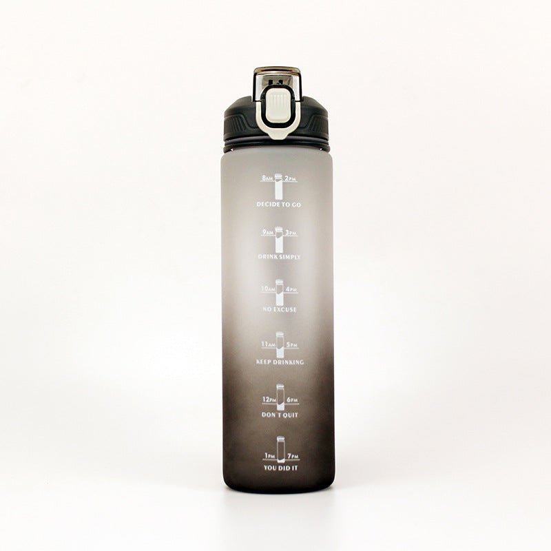 32oz Water Bottle w/ Time Marker. - Black Fade | LIMITLESS FIT WEAR