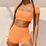 2 Piece 'Mira' Shorts Set - Orange / L | LIMITLESS FIT WEAR