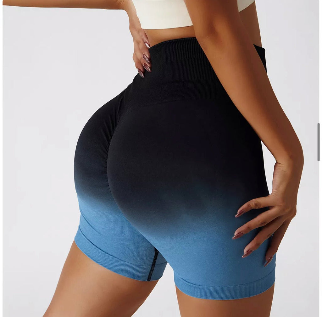 Aurora Scrunch Shorts - XS / Black - Blue | LIMITLESS FIT WEAR