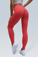 Camille High Waist Leggings - XS / Sunset Red | LIMITLESS FIT WEAR