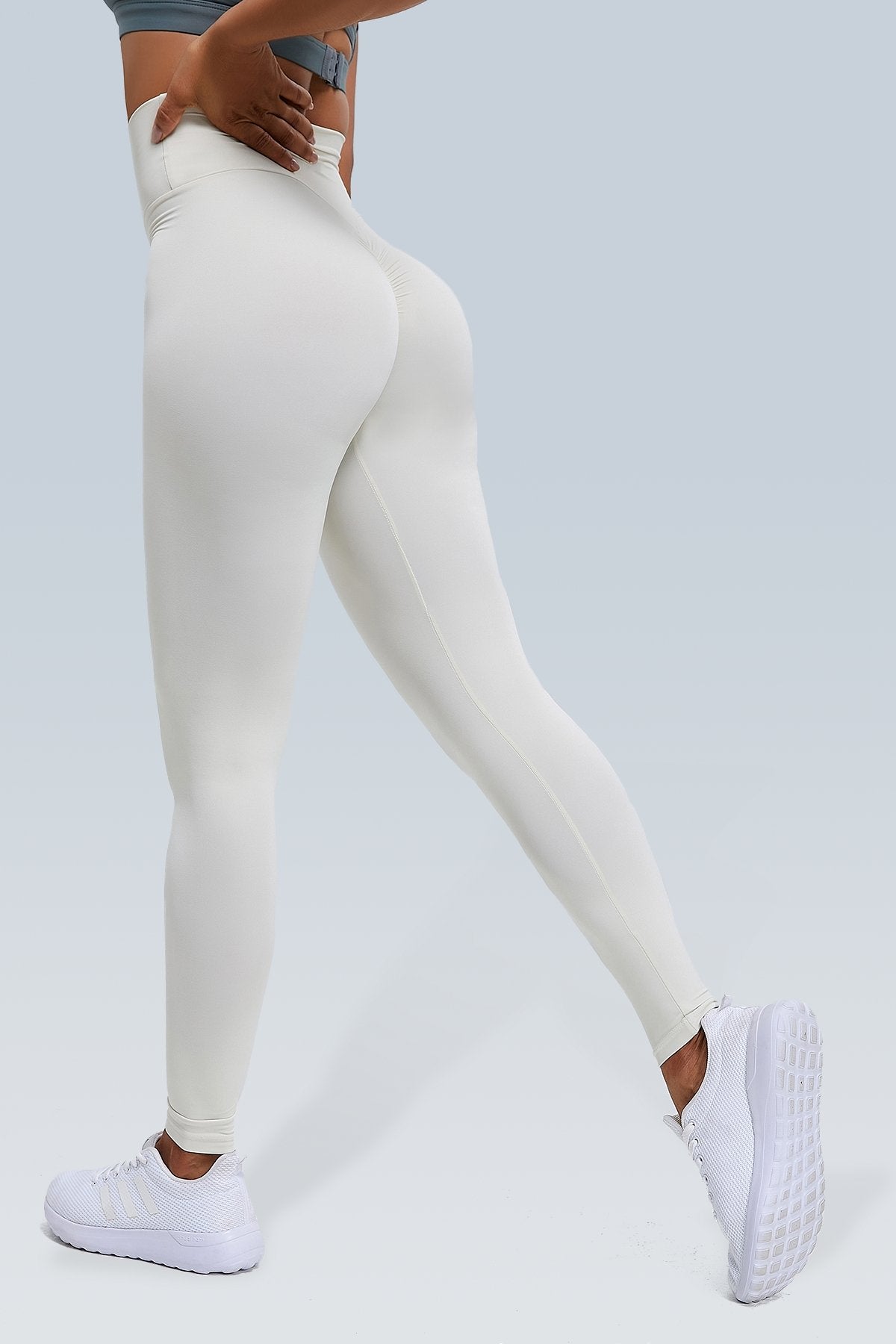 HMS Fit: White Gray Gradient Padded Racerback Leggings Two Piece