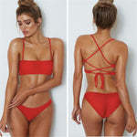 Cross Strap Tube Top Swimsuit - Small / Red | LIMITLESS FIT WEAR