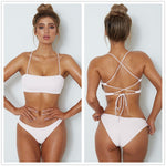 Cross Strap Tube Top Swimsuit - Small / White | LIMITLESS FIT WEAR