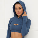 Energy Crop Top Hoodie Sweater - tops - Navy / SMALL | LIMITLESS FIT WEAR