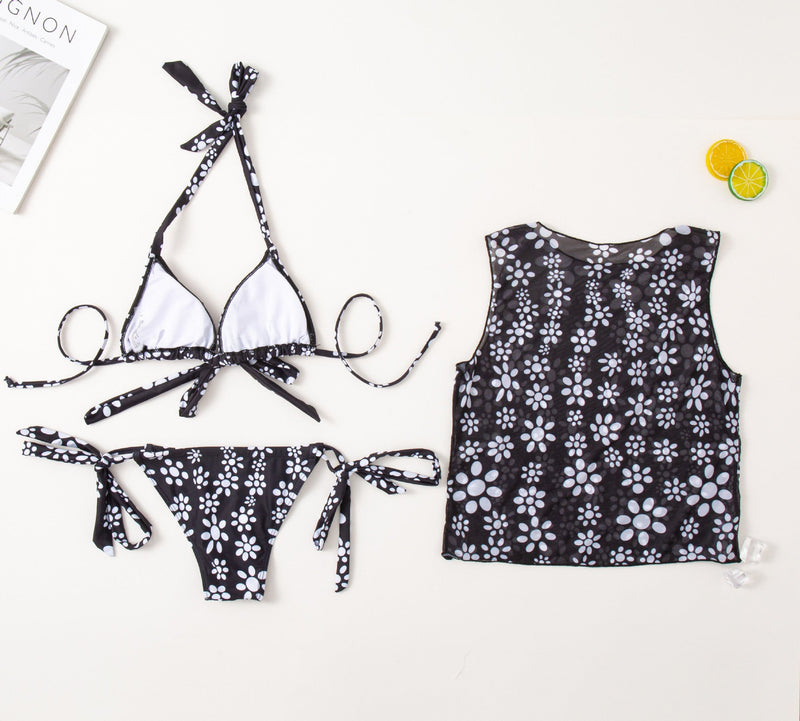 Floral 3PC Swimsuit - Small / Black | LIMITLESS FIT WEAR