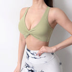 High Impact Twist Sports Bra - tops - Army Green / LARGE | LIMITLESS FIT WEAR