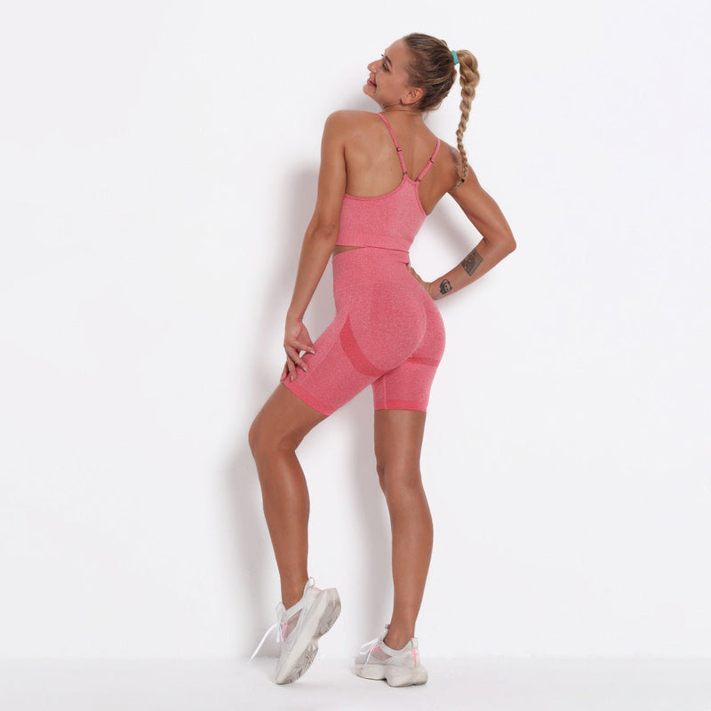 'Jade' Shorts & Sports Bra Matching Set - Pink / XS | LIMITLESS FIT WEAR