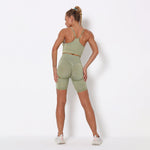 'Jade' Shorts & Sports Bra Matching Set - Army Green / XS | LIMITLESS FIT WEAR
