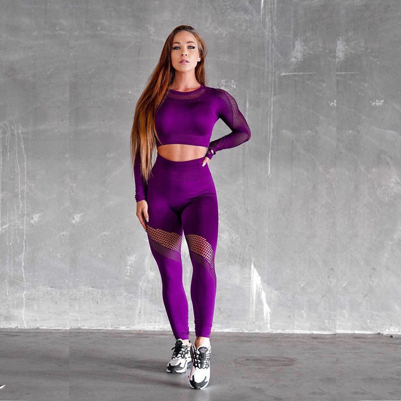 'Amanda' Long Sleeve Top - Purple / L | LIMITLESS FIT WEAR