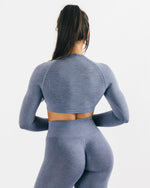 Magnitude Long Sleeve Crop Top - XS / French Blue | LIMITLESS FIT WEAR