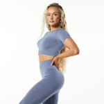 Magnitude Seamless Crop Top - French Blue - | LIMITLESS FIT WEAR