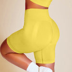 'Muse' High Waist Seamless Shorts - Yellow / S | LIMITLESS FIT WEAR