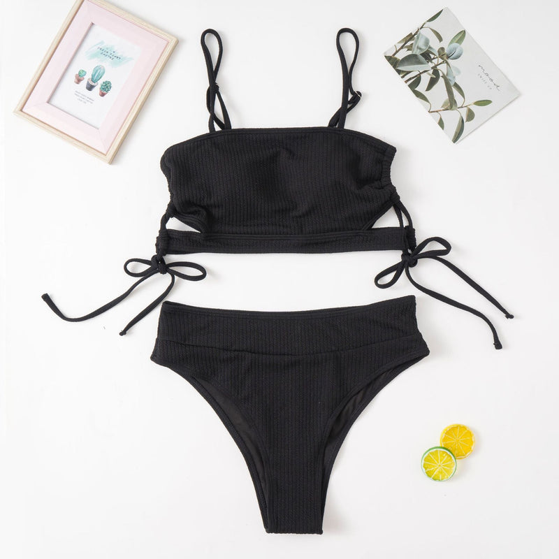 NEW Plus Size Active Two-Piece Bandage Bikini - 0XL / Black | LIMITLESS FIT WEAR