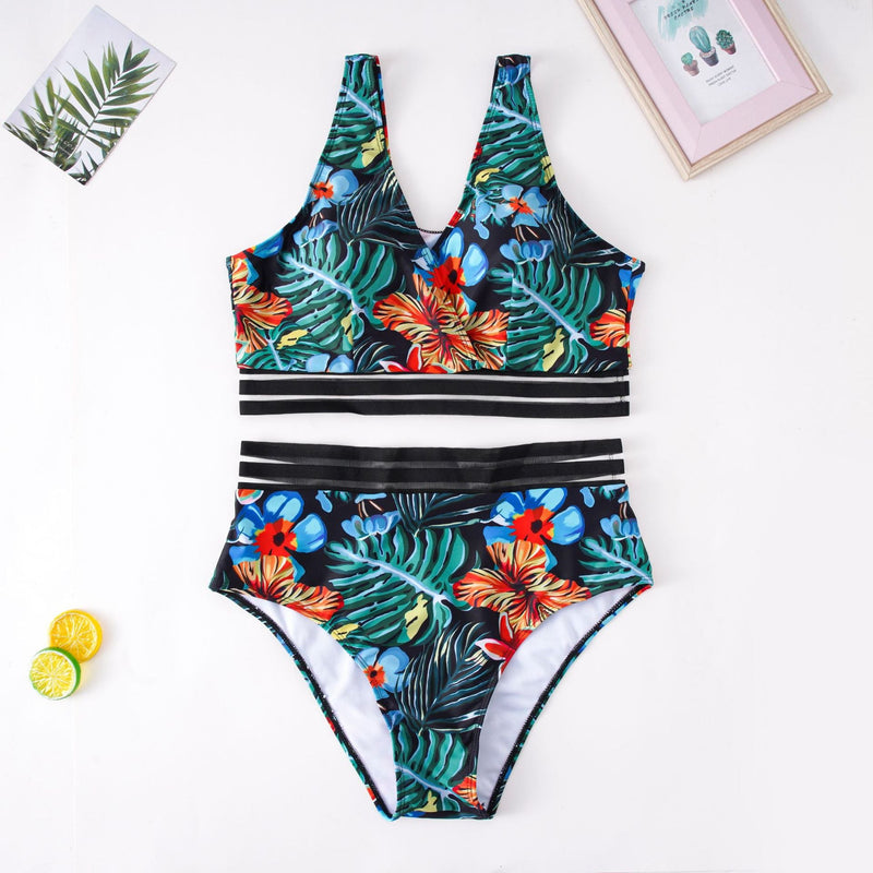 NEW Plus Size Active Two-Piece Floral Bikini - 0XL / Green | LIMITLESS FIT WEAR