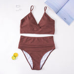 NEW Plus Size Beachwear Active Two-Piece Strapping Swimsuit - 0XL / Light Coffee | LIMITLESS FIT WEAR