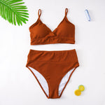 NEW Plus Size Beachwear Active Two-Piece Strapping Swimsuit - 0XL / Brown | LIMITLESS FIT WEAR