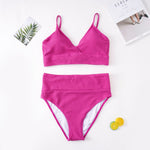 NEW Plus Size Beachwear Active Two-Piece Strapping Swimsuit - 0XL / Rose Pink | LIMITLESS FIT WEAR