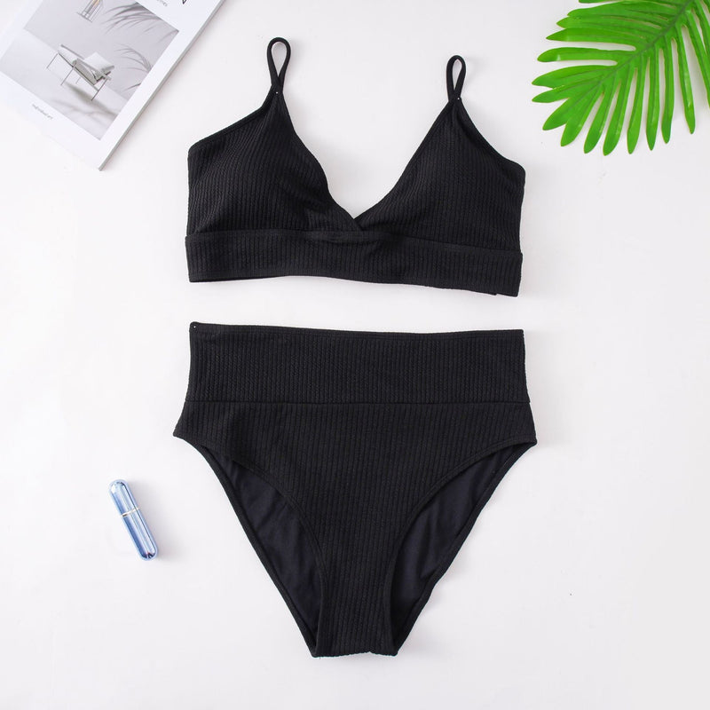 NEW Plus Size Beachwear Active Two-Piece Strapping Swimsuit - 0XL / Black | LIMITLESS FIT WEAR