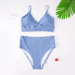 NEW Plus Size Beachwear Active Two-Piece Strapping Swimsuit - 0XL / Light Blue | LIMITLESS FIT WEAR