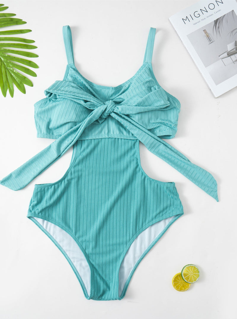 NEW Plus Size Beachwear One Piece Strapping Swimsuit - 0XL / Lake Green | LIMITLESS FIT WEAR