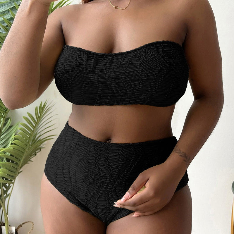 NEW Sexy Plus Size Sexy Tube Top Bikini - 0XL / Black | LIMITLESS FIT WEAR