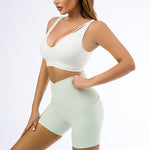 Ribbed V-Shaped Shorts w/ Pockets - XS / Light Green | LIMITLESS FIT WEAR