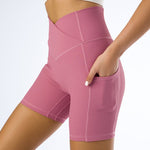Ribbed V-Shaped Shorts w/ Pockets - XS / Pink | LIMITLESS FIT WEAR