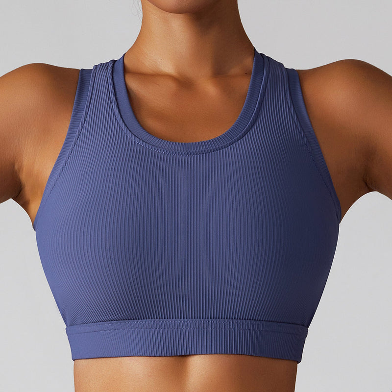 Seamless Ribbed Sports Bra - XS / Navy | LIMITLESS FIT WEAR