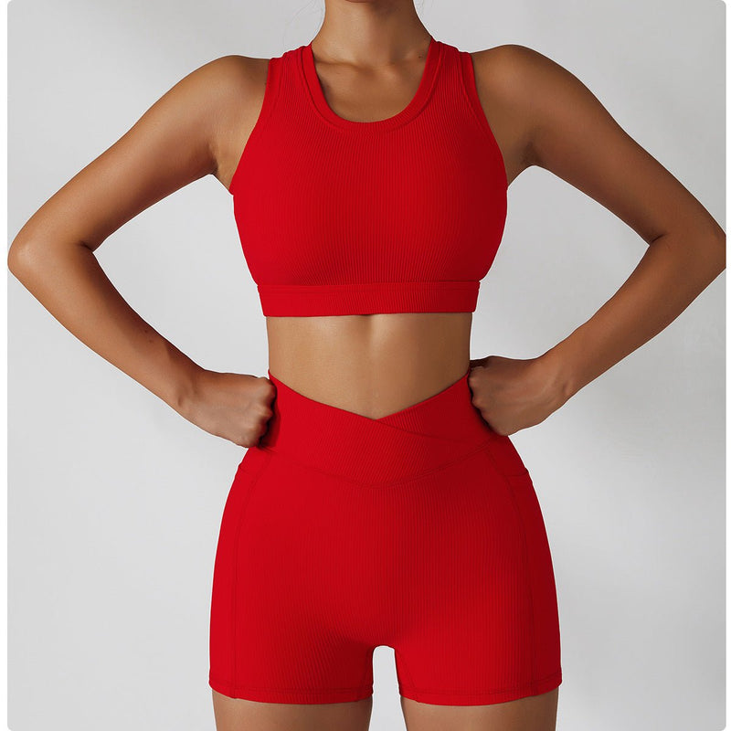Seamless Ribbed Sports Bra - XS / Red | LIMITLESS FIT WEAR
