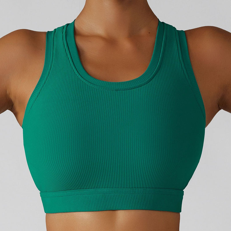Seamless Ribbed Sports Bra - XS / Forest Green | LIMITLESS FIT WEAR