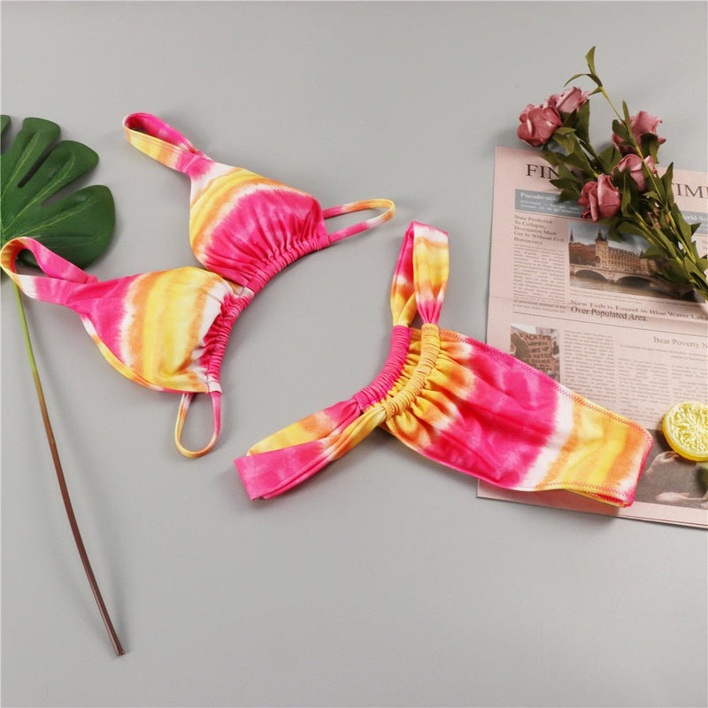 Tye Dye Striped Print Swimsuit - | LIMITLESS FIT WEAR